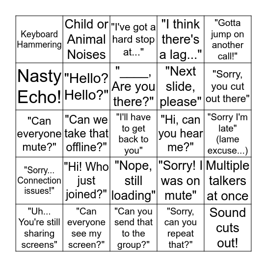 Conference Call Bingo! Bingo Card