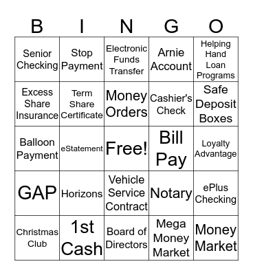 PKG Bingo Card