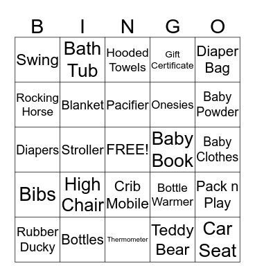 BABY SHOWER BINGO Card