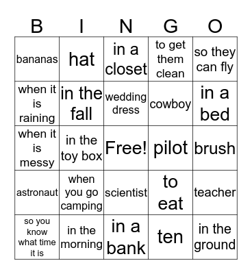 Combo Bingo Card