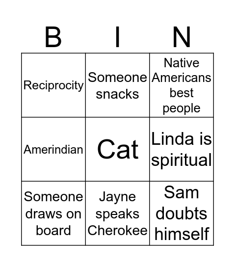 FREN MISS Bingo Card