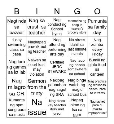 JBRC STEWARD EDITON  Bingo Card