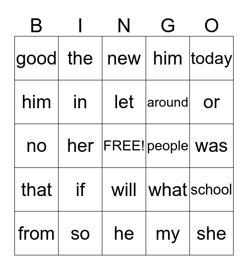 Site Word Bingo Group#2 Bingo Card