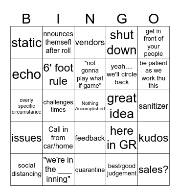 Corona Call Bingo Card