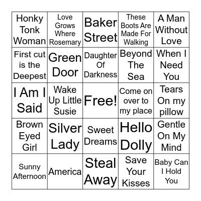Music Bingo Mix 5 Bingo Card