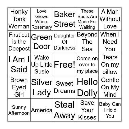 Music Bingo Mix 5 Bingo Card