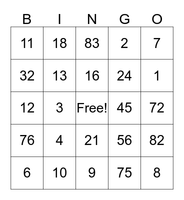 Alex's Birthday Bingo Card