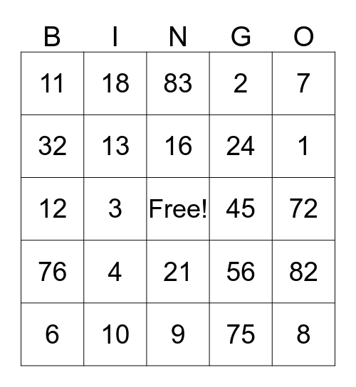 Alex's Birthday Bingo Card