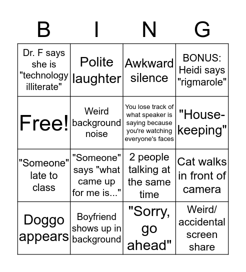 Survey & Atessment Bingo Card