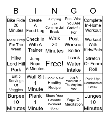 Anytime Fitness Lake Stevens Fit Fam Bingo Card