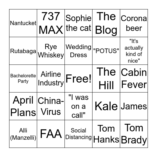 COVID-19 Bingo Card