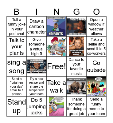 Not used to working from home   Bingo Card