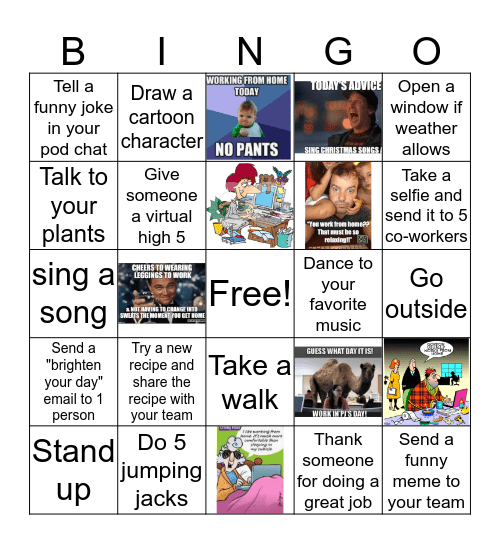 Not used to working from home   Bingo Card