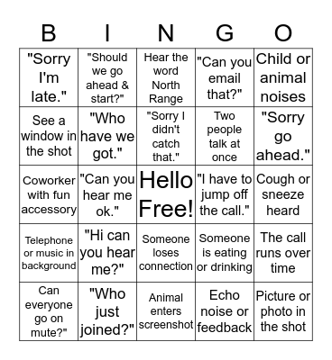 Conference Call Bingo Card