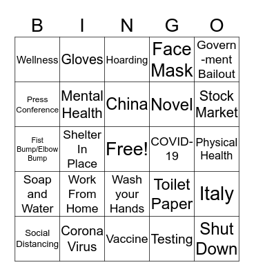 COVID-19 Bingo Card