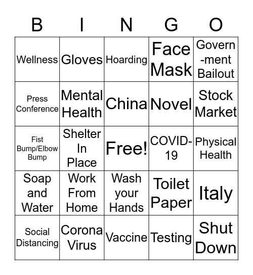 COVID-19 Bingo Card