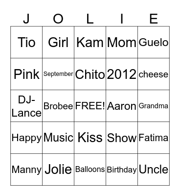 Kingsleys 2nd Birthday  Bingo Card