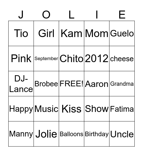 Kingsleys 2nd Birthday  Bingo Card