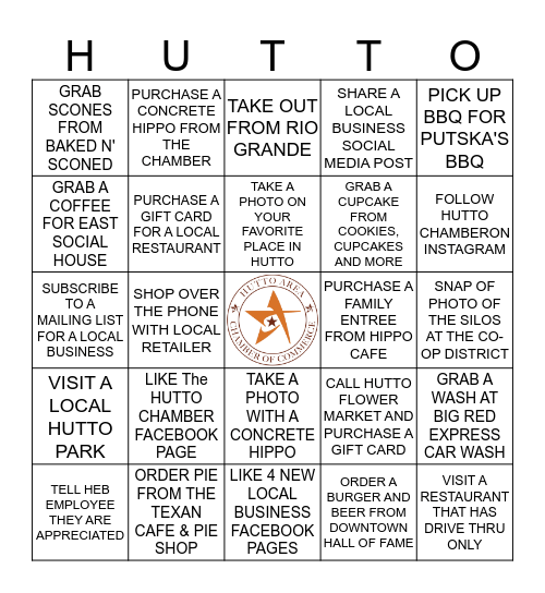 Hutto Area Chamber Bingo Card