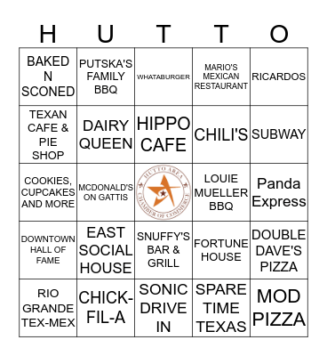 Hutto Area Chamber Bingo Card