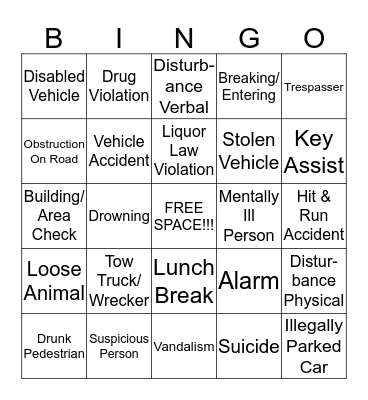 Signal Code Bingo Card