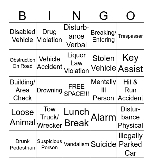 Signal Code Bingo Card