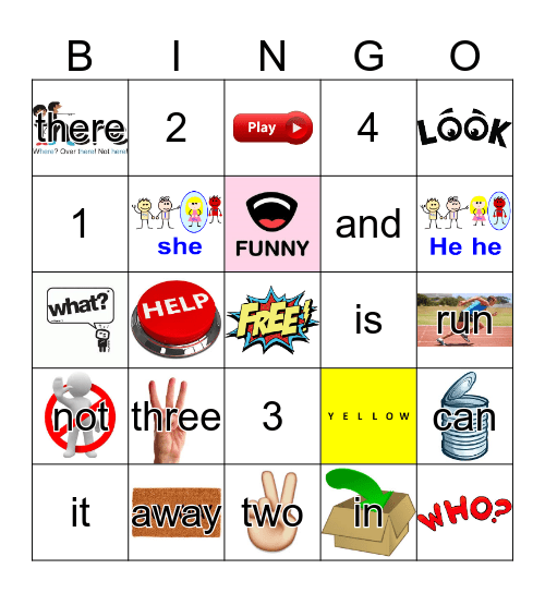 Sight Words Bingo Card