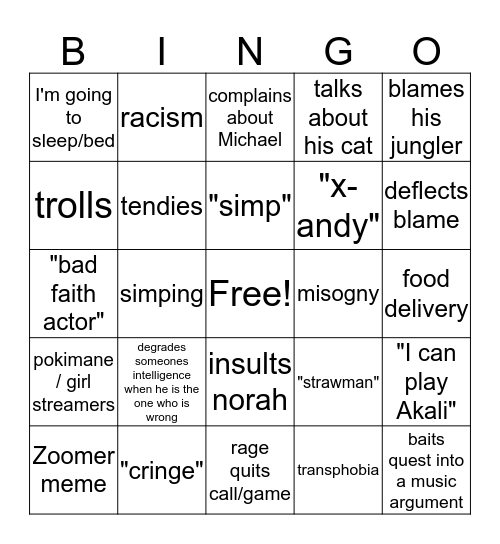 Daniel Bingo Card