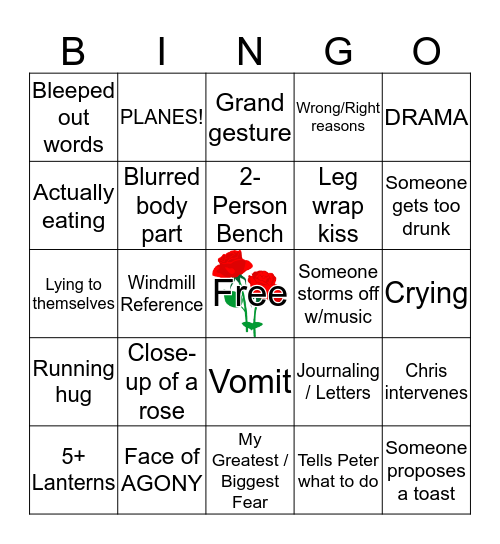 Bachelor Bingo 3/26 Bingo Card