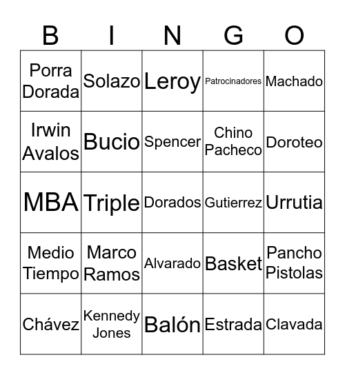 Dorados Bingo Card