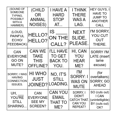 CONFERENCE CALL BINGO Card