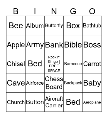 Let's Play Rockin' Bingo! Bingo Card