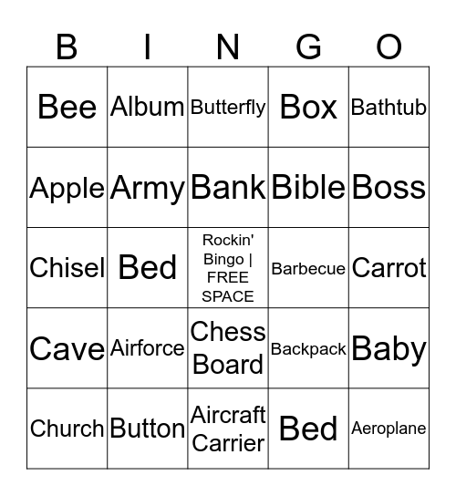 Let's Play Rockin' Bingo! Bingo Card