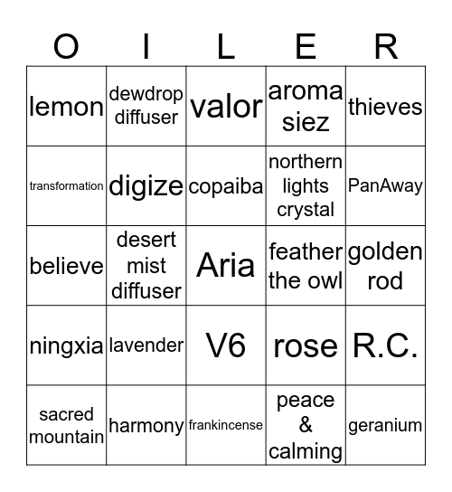 CEREAL OILER BINGO Card