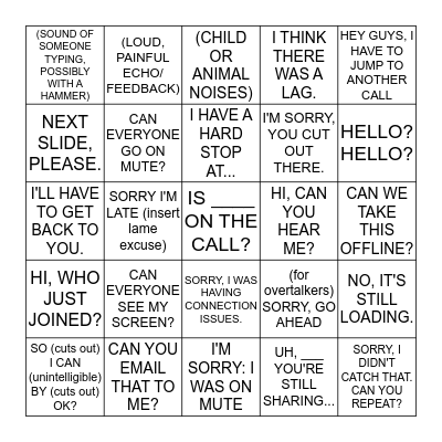 CONFERENCE CALL BINGO Card