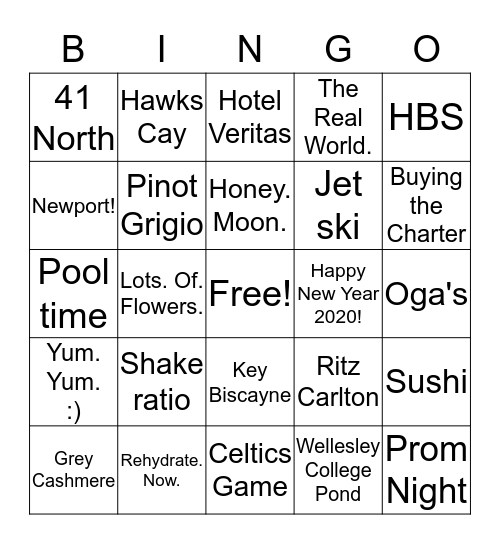 the koZINGERmain game Bingo Card