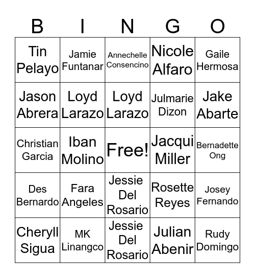 DBOS Online Bingo! Bingo Card