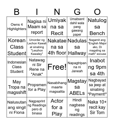 ABELS 4 BINGO BONANZA Bingo Card