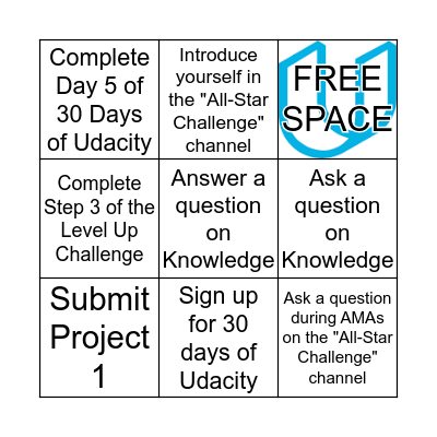 Udacity All-Star Bingo Card