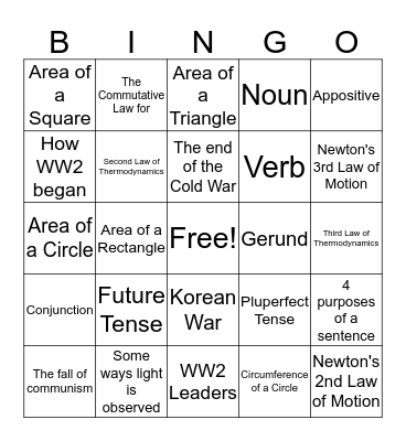 CC Review Week 23 Bingo Card