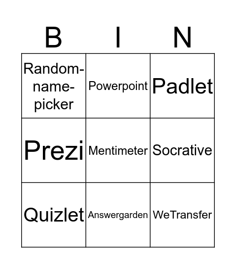 Apps en Tools  Bingo Card