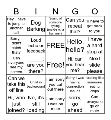 CONFERENCE CALL BINGO Card