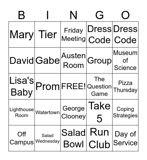 Beacon Bingo Card