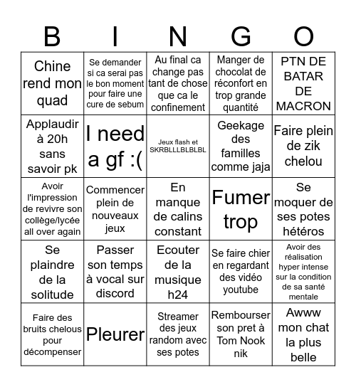 Bingo quarantaine de Nausi Bingo Card