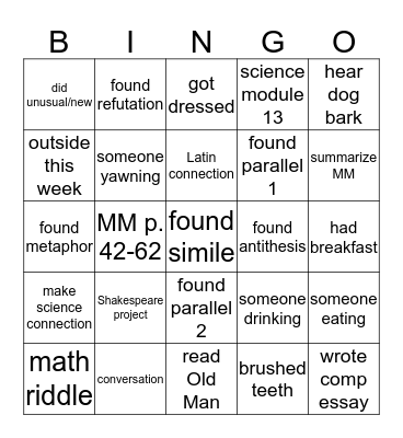 Challenge 1 Bingo Card