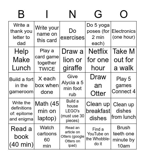 FriYAY Bingo Card