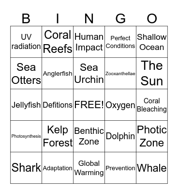 Shallow Ocean Bingo Card