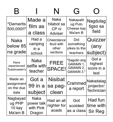 DRANHS-STE BINGO Card