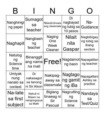 Bingo MANILA Bingo Card