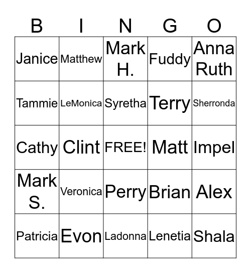 Atkins Family Bingo Card